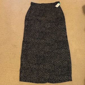 Maxi Black and White Spotted Skirt with Slit